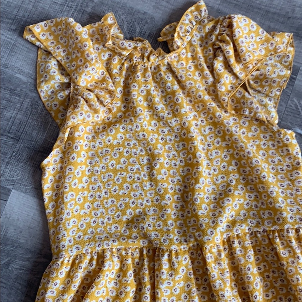 Yellow Floral Ruffle Dress - Picture 3 of 4